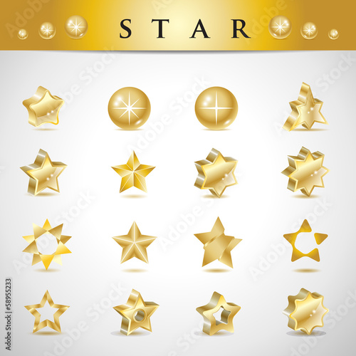 Star Icons Set - Isolated On Gray Background