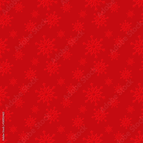 Seamless red pattern with snowflakes.