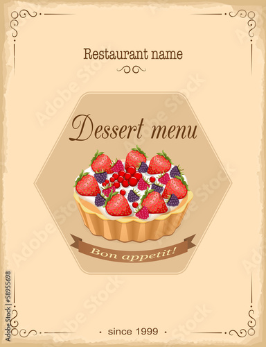 dessert menu with fruit pie