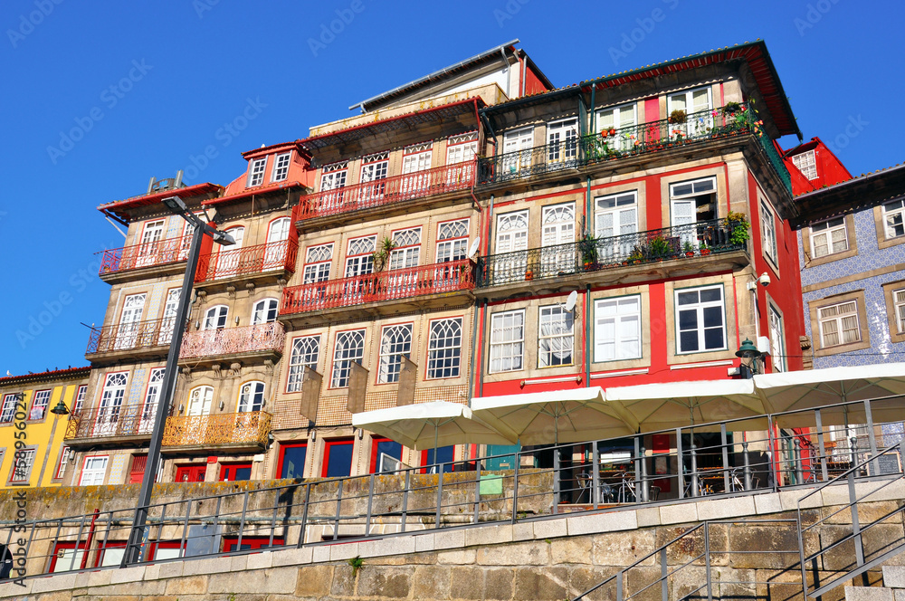 Multicolor houses of riviera in Porto