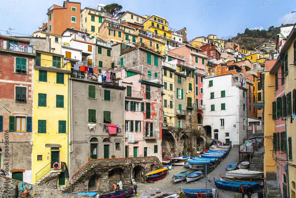 Riomaggiore village on Cinque Terre Italy