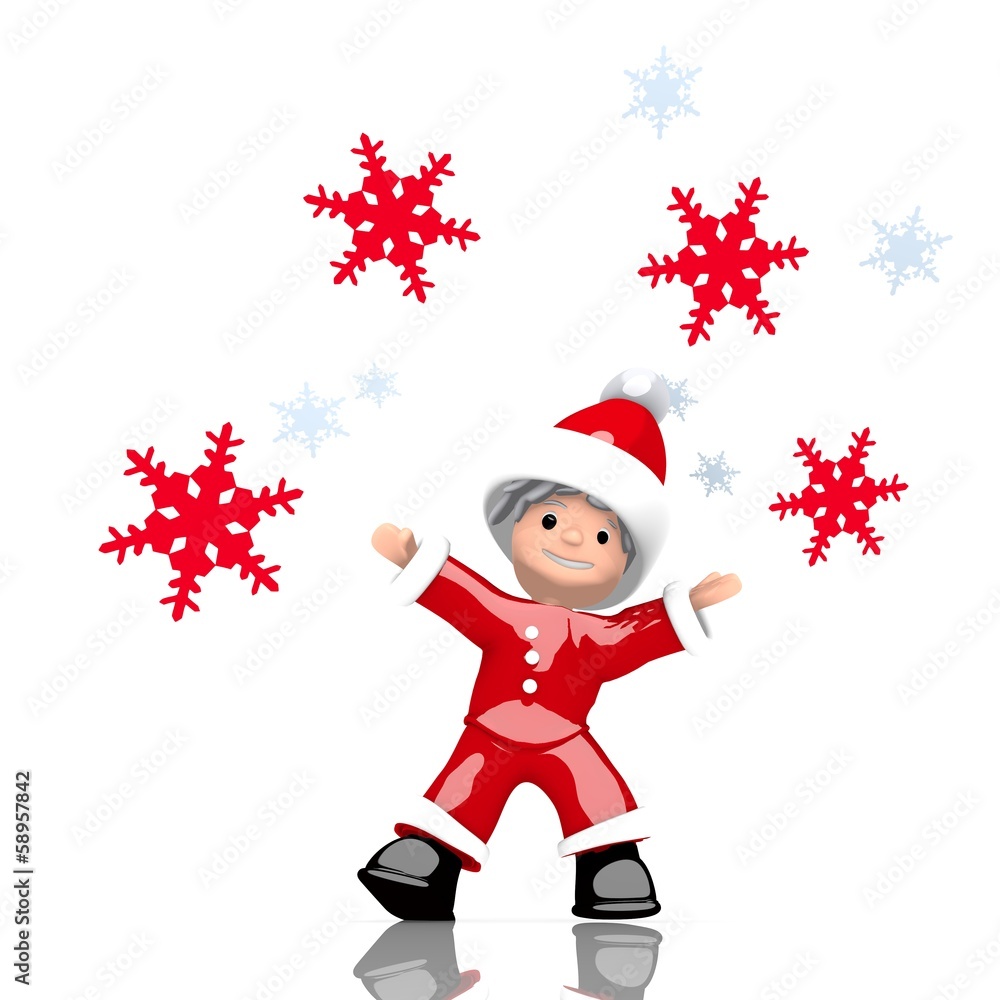 mini santa claus juggles snowflake symbol mini santa claus juggles snowflake symbol
