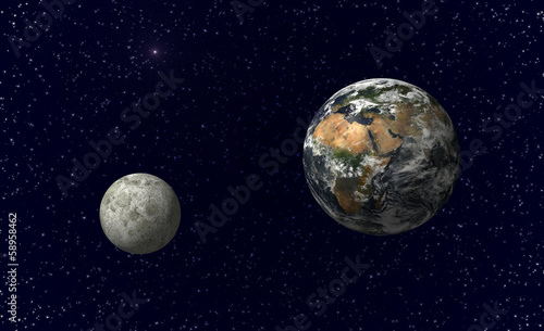 Planet earth and moon #58958462