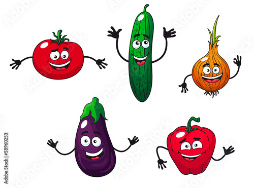 Cucumber, pepper, onion, eggplant and tomato