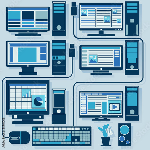 Vector set of personal computers