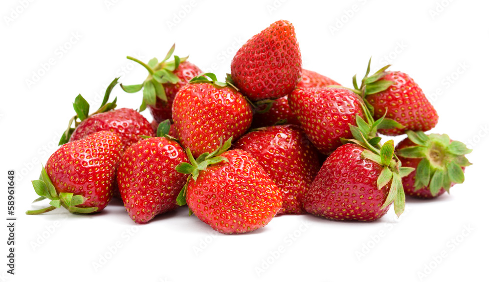 Close up of heap of strawberry, isolated