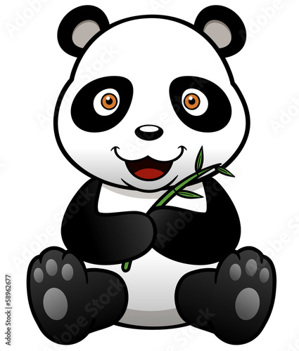 Fototapeta Naklejka Na Ścianę i Meble -  Vector illustration of panda cartoon with bamboo