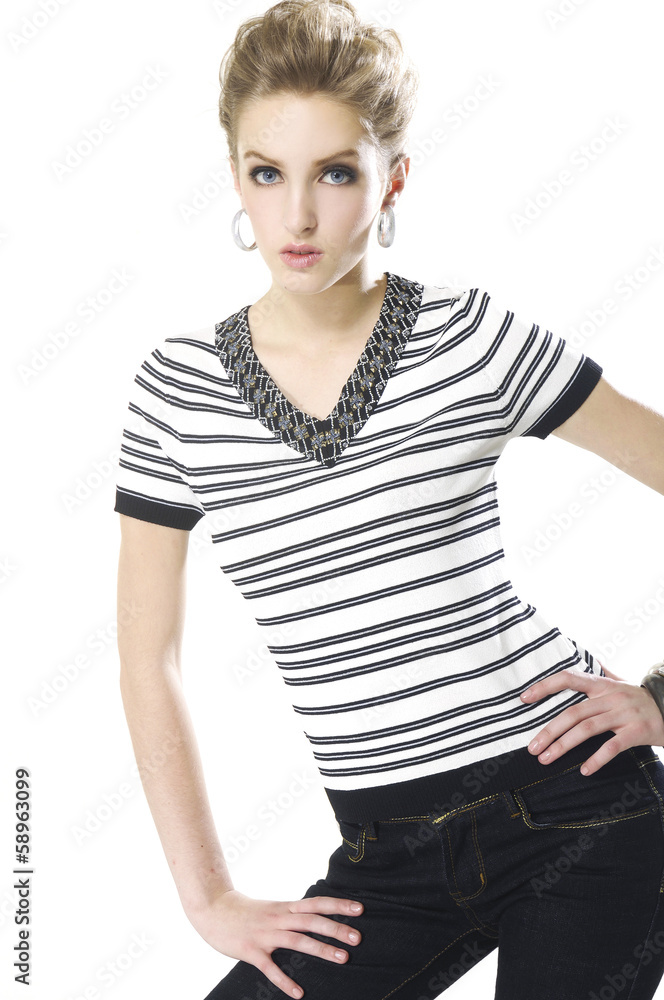 fashion model in sweater dress posing in studio fashion model in sweater dress posing in studio