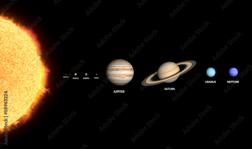 Naklejka premium The complete Solar System