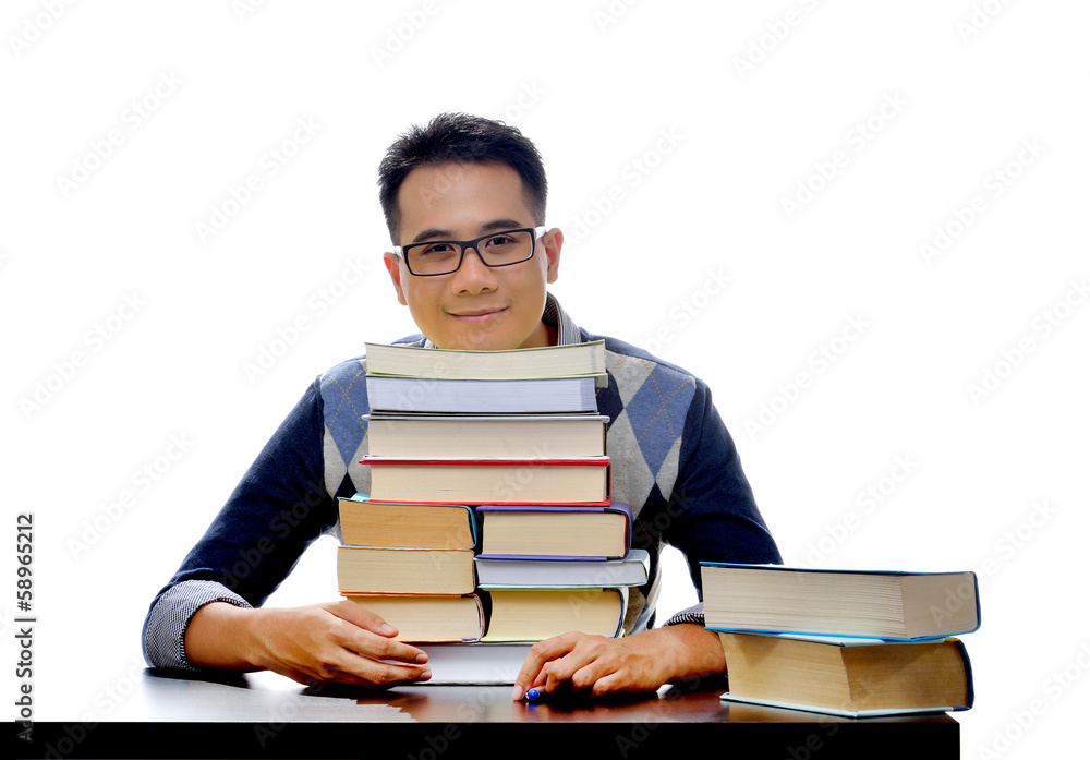 Young happy student posing isolated over white background Young happy student posing isolated over white background