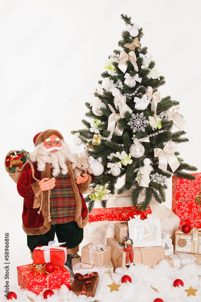 Pile of colorful gifts boxes isolated on white