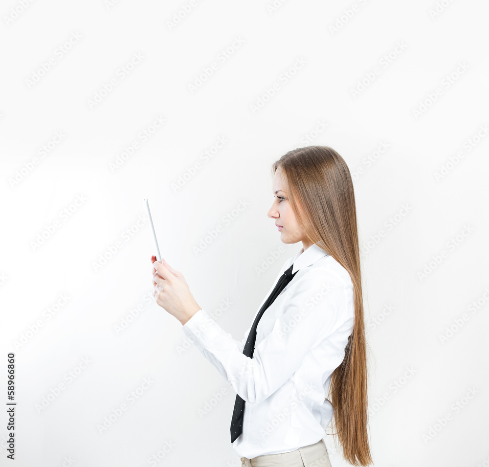 business woman using tablet computer