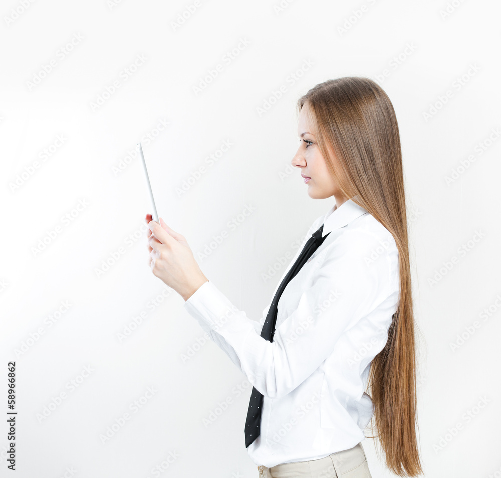 business woman using tablet computer business woman using tablet computer
