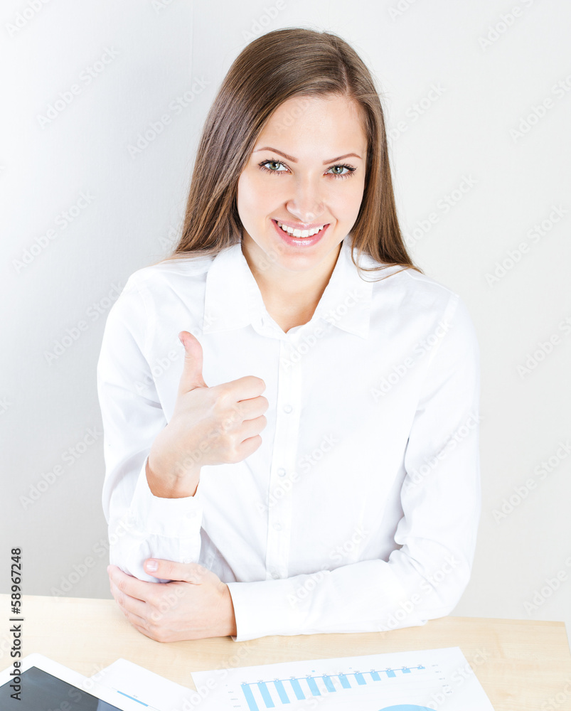 smiling business woman . office job . working at the office smiling business woman . office job . working at the office
