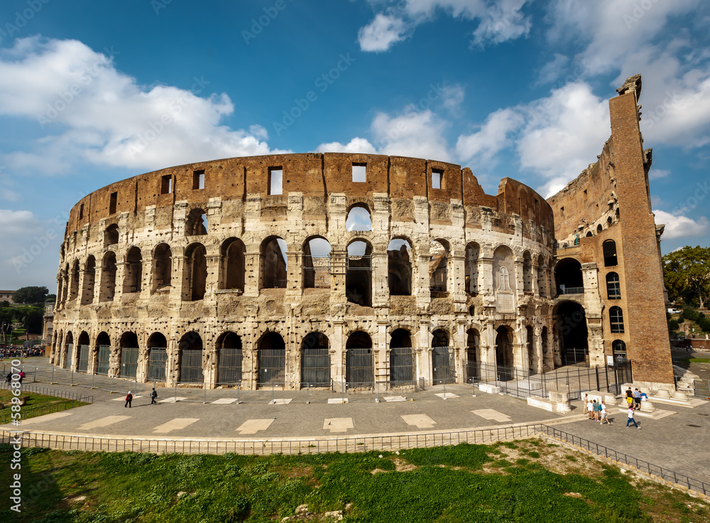 Colosseum or Coliseum, also known as the Flavian Amphitheatre, R