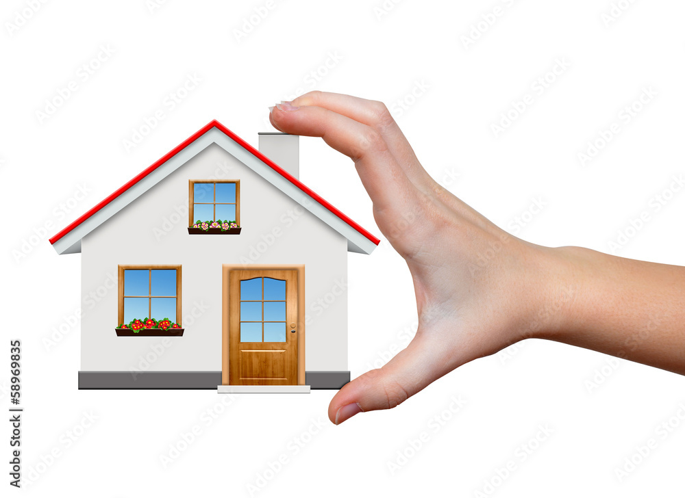 The house in hands isolated on white background The house in hands isolated on white background