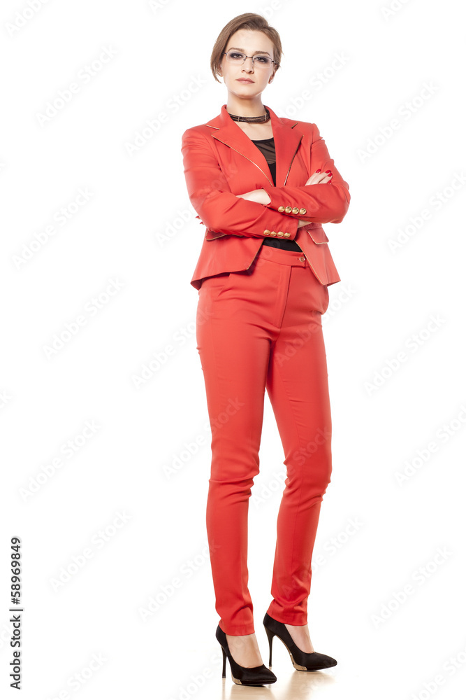pretty young business woman with hands crossed pretty young business woman with hands crossed
