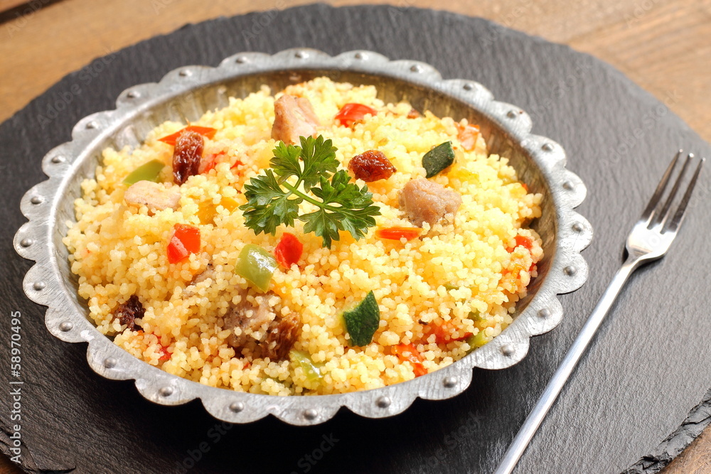 Couscous with lamb, vegetables and raisins Couscous with lamb, vegetables and raisins