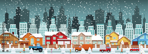 City in winter (Christmas)