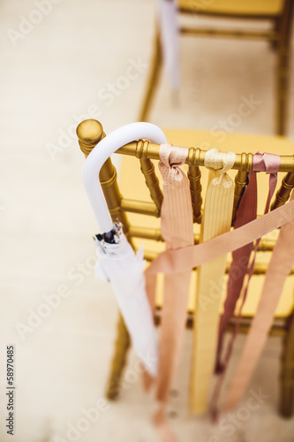 Wedding ceremony chair with umbrella