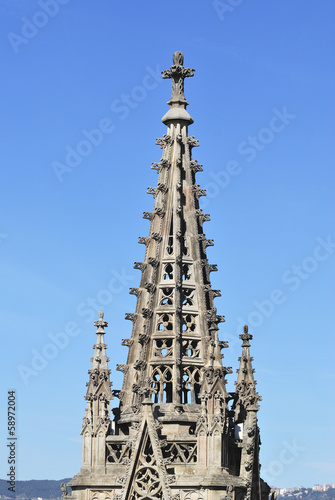 Spire of cathedral. Barcelona. Spain