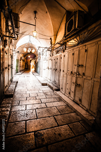 Ancient Alley in Jewish Quarter, Jerusalem, Israel.