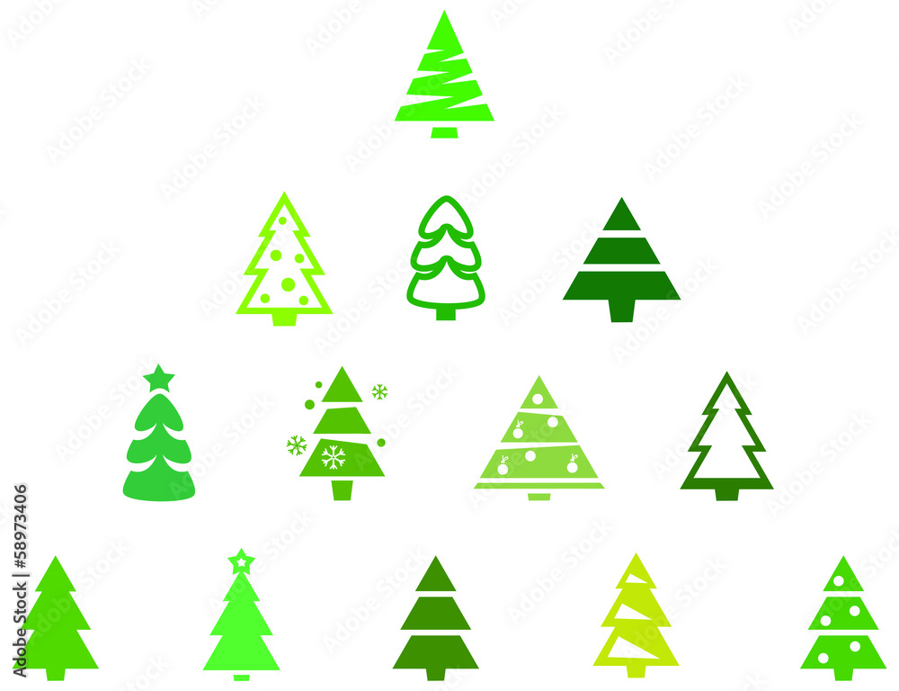 Obraz premium set of green fir trees