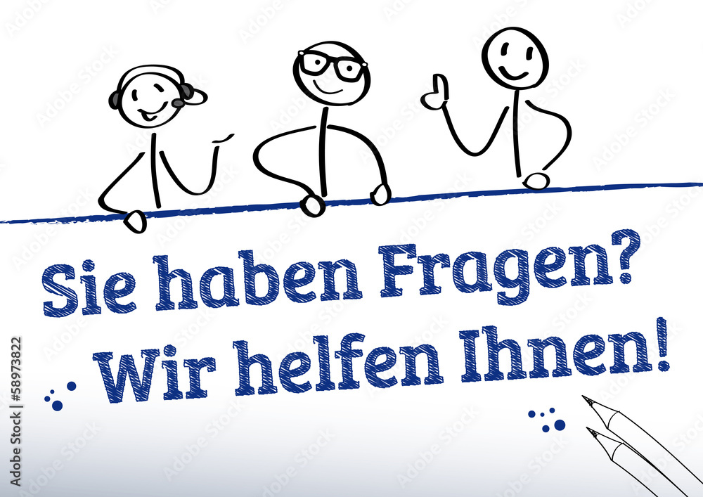 Fragen - wir helfen Ihnen, blau Fragen - wir helfen Ihnen, blau