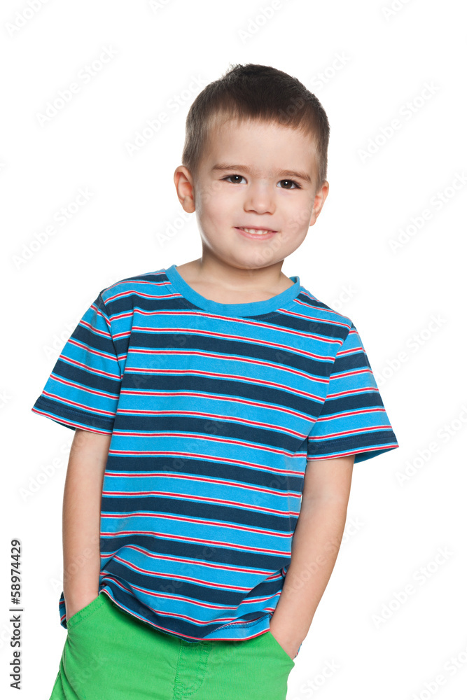 Smiling small boy in striped shirt Smiling small boy in striped shirt