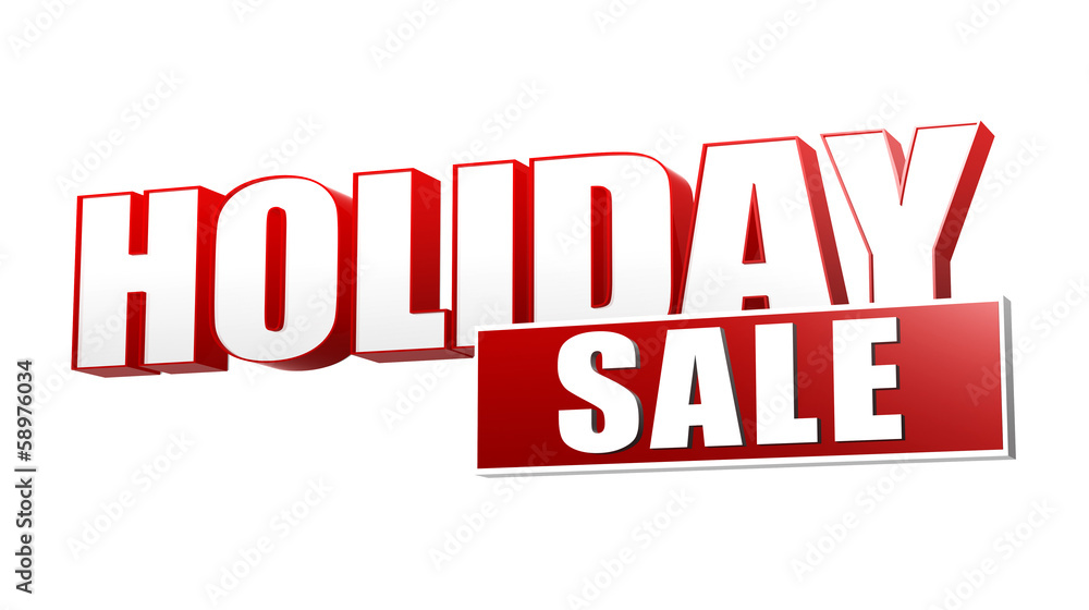 holiday sale in 3d red letters and block