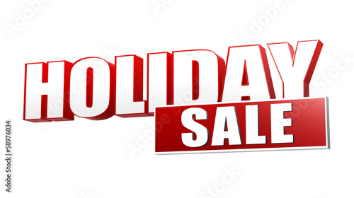 holiday sale in 3d red letters and block