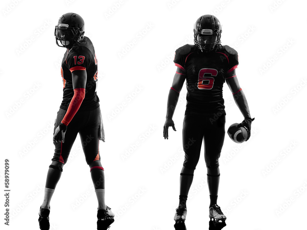 two american football players posing silhouette two american football players posing silhouette