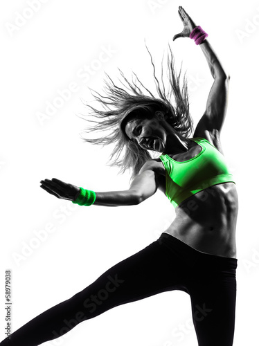 woman exercising fitness zumba dancing silhouette #58979038