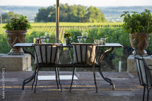 Fototapeta Naklejka Na Ścianę i Meble -  Gastronomy - Restaurant - Luxury - Terrace in summer - Vineyard