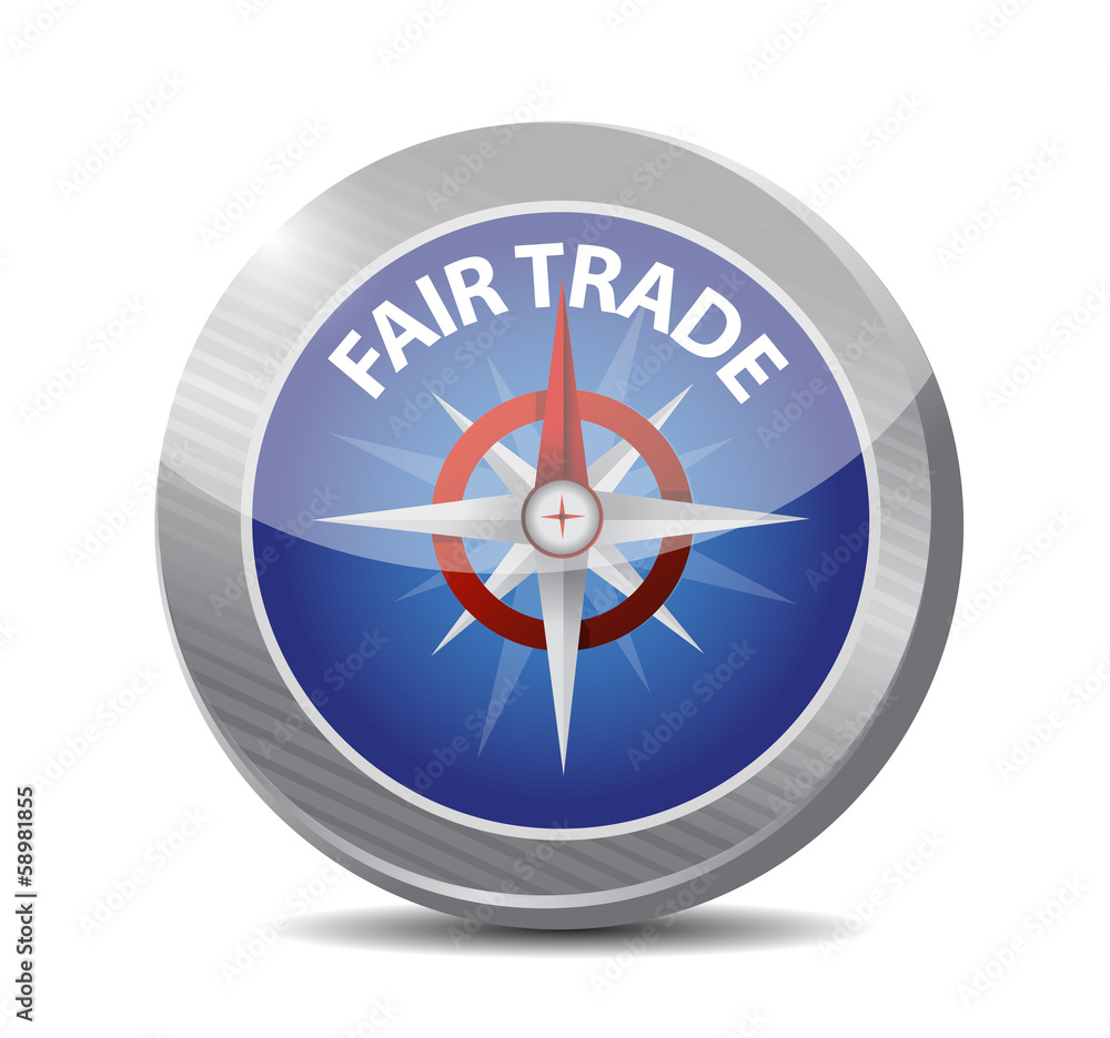 compass guide to fair trade. illustration compass guide to fair trade. illustration