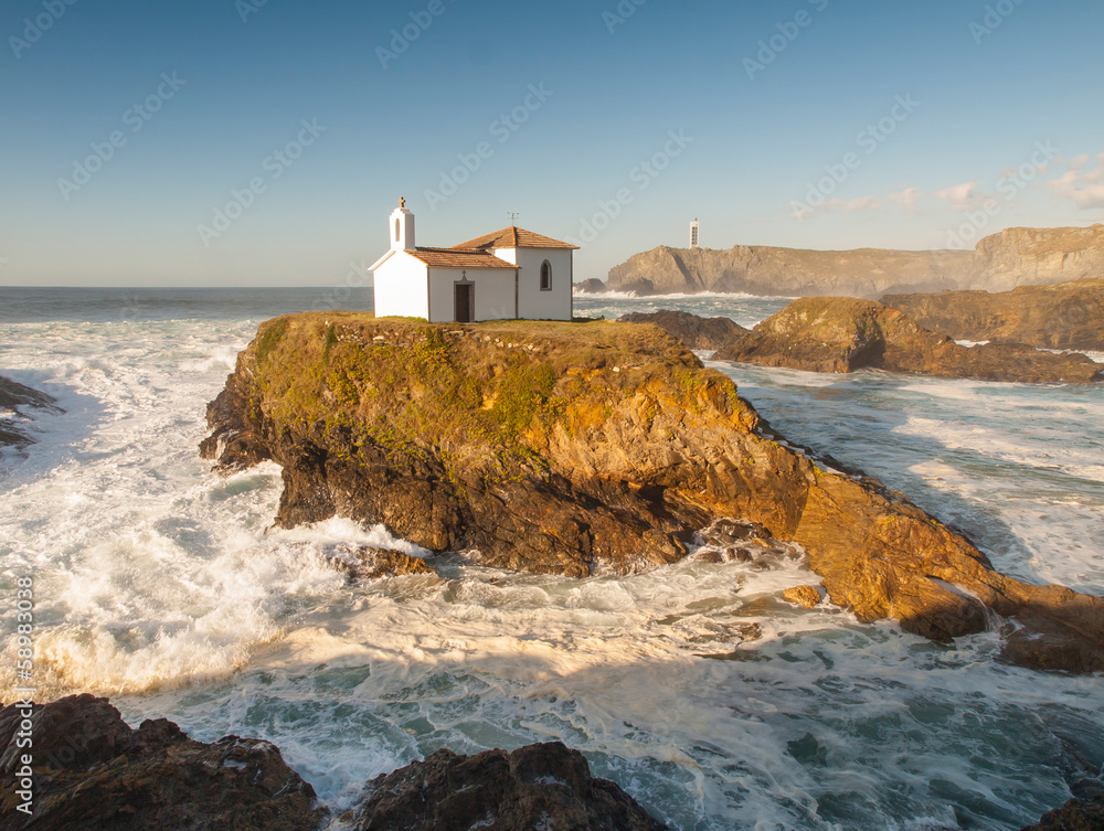 Little chapel in Galician coast