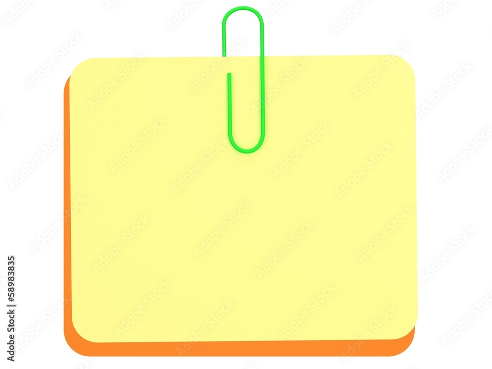 3D note with paperclip - place for an inscription 3D note with paperclip - place for an inscription