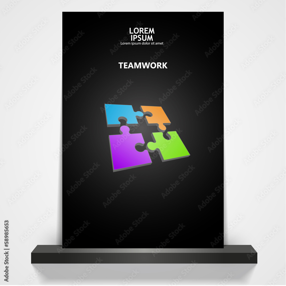 Professional printable business cover with colored puzzle patter Professional printable business cover with colored puzzle patter