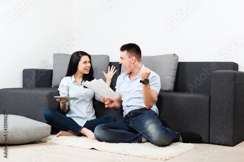 young couple living room