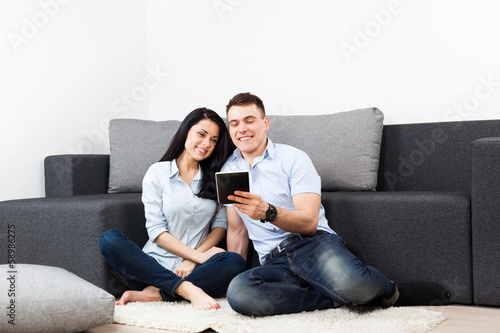 young couple living room