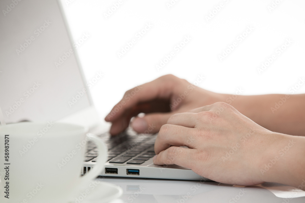 businessman typing on laptop computer businessman typing on laptop computer