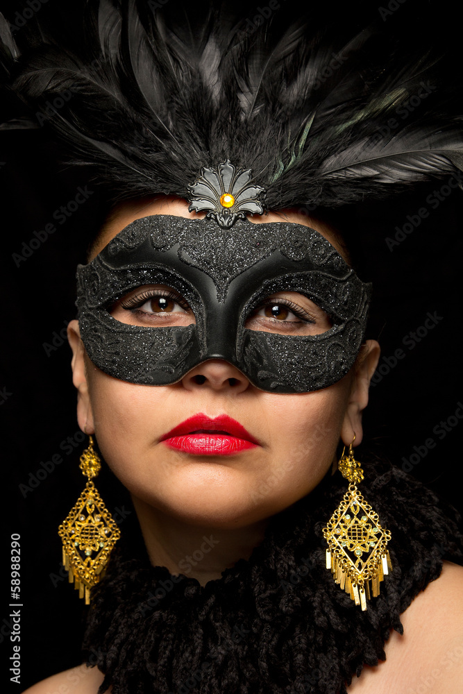 maschera di carnevale su donna misteriosa Stock Photo