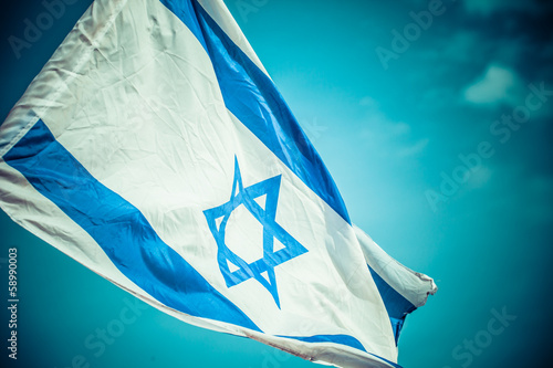 A flag of Israel in the wind