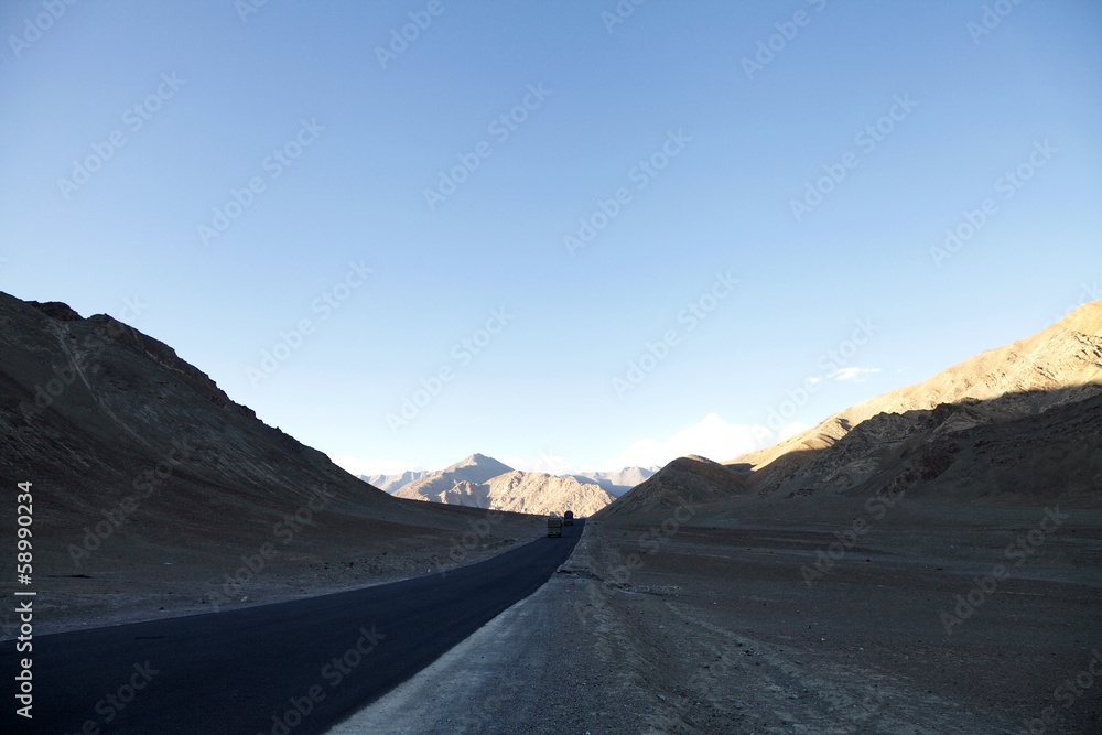 Leh-Kargil-Srinagar highway near magnetic hill in Ladakh
