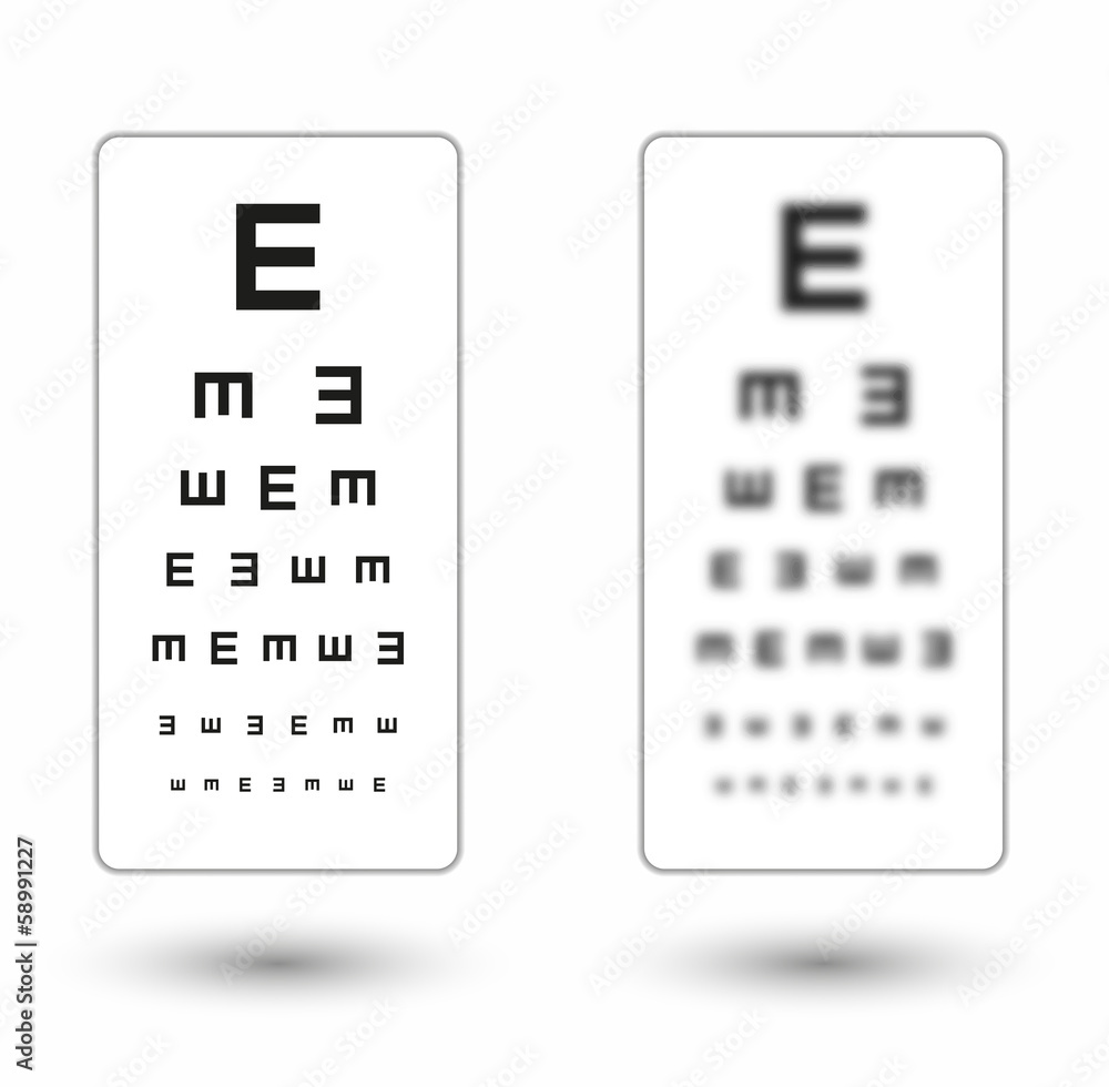 sharp and unsharp simple snellen chart with one symbol Stock Vector ...