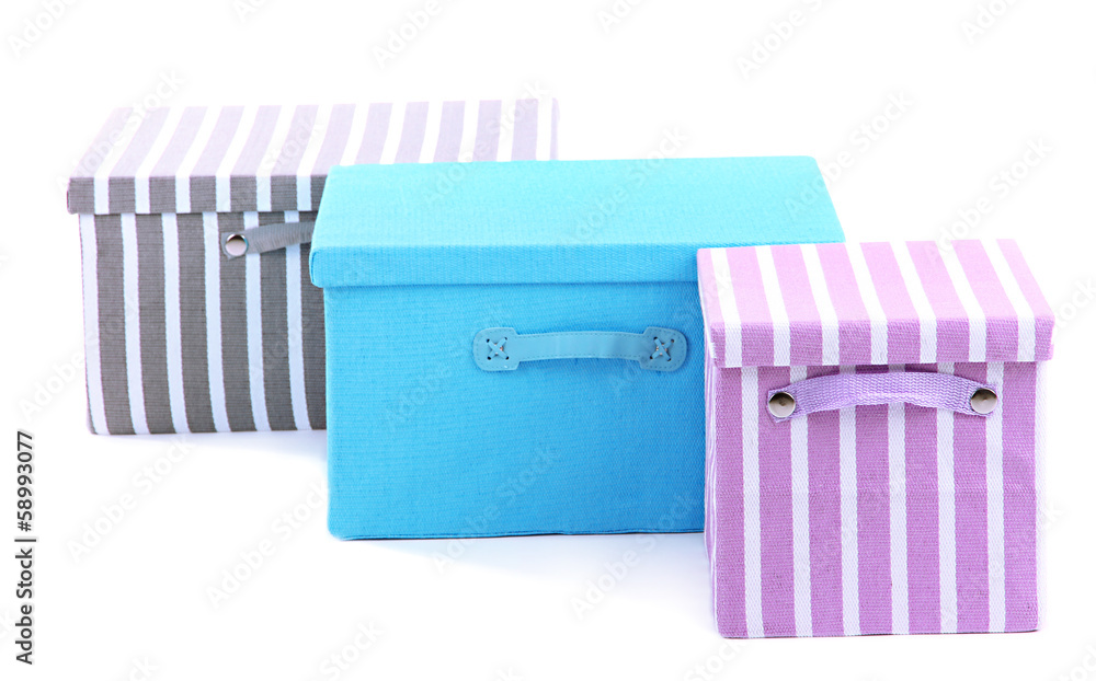 Textile boxes, isolated on white Textile boxes, isolated on white