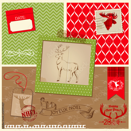Scrapbook Design Element - Christmas Reindeer Set - frames, tags