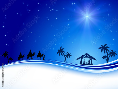 Christmas star on blue sky