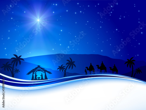 Christmas scene on sky background