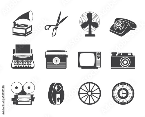 Silhouette Retro business and office object icons